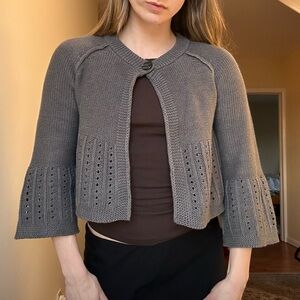 Gray Women's bell sleeve cardigan